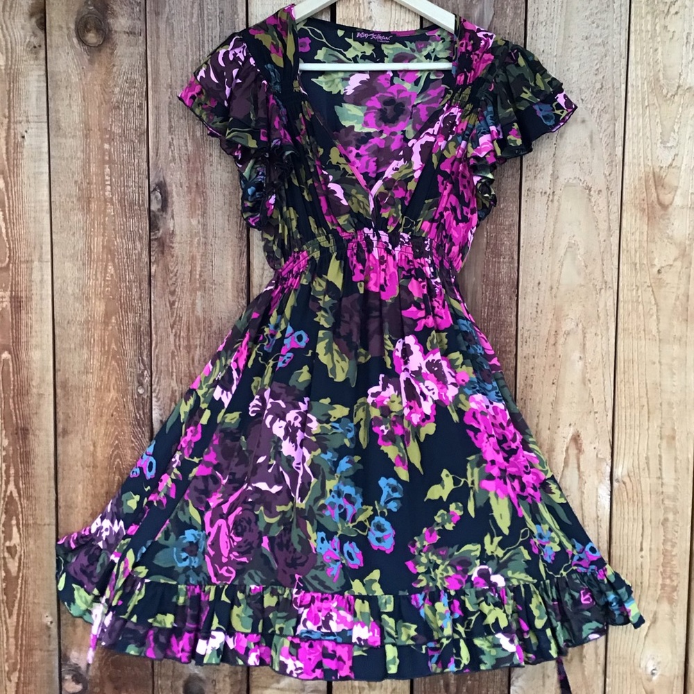 Betsy Johnson Collection Floral Silk Dress